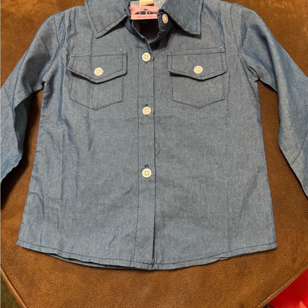 **NEW**. Shishifang denim long sleeve girls shirt